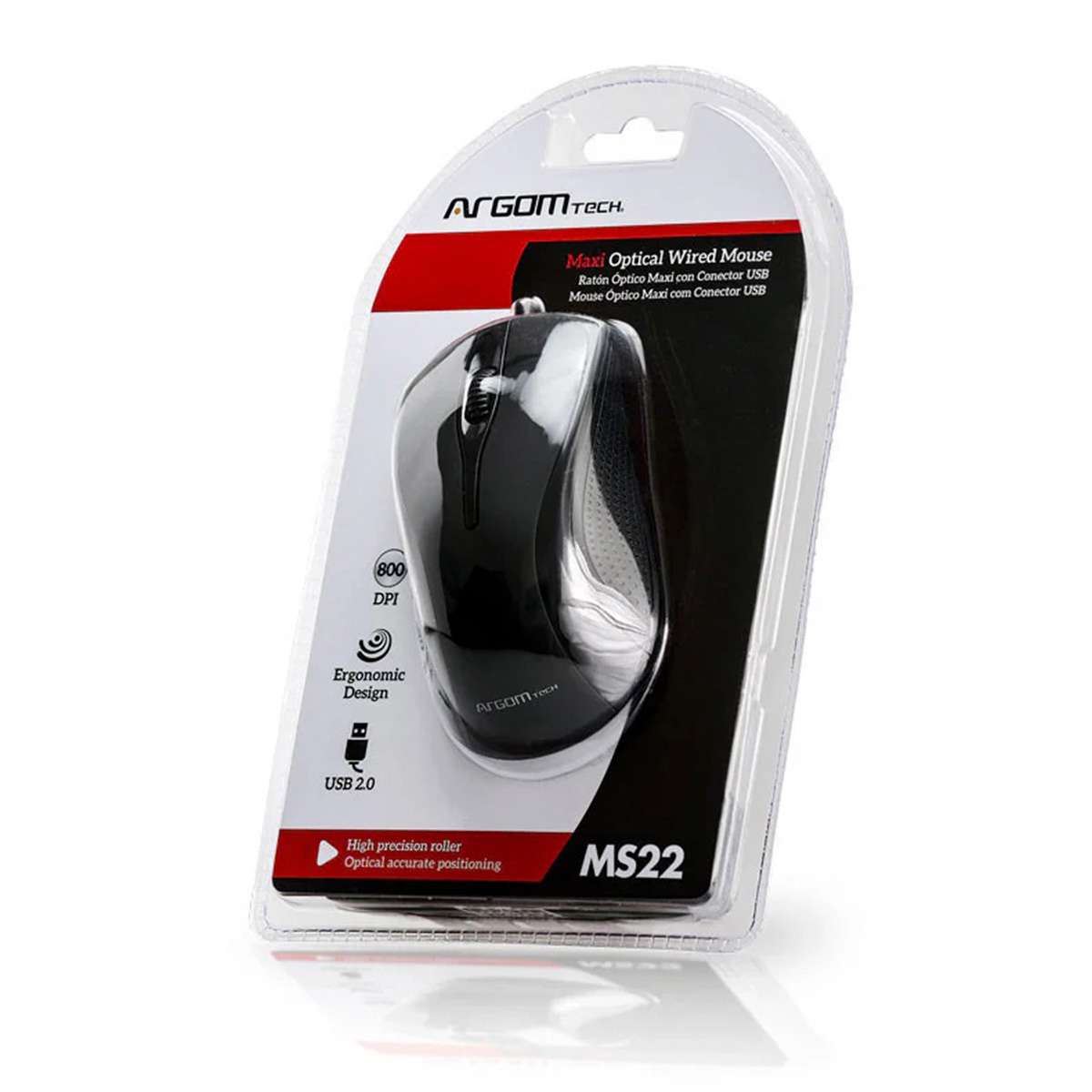 Mouse Óptico Argomtech Maxi MS22 800DPI USB Negro
